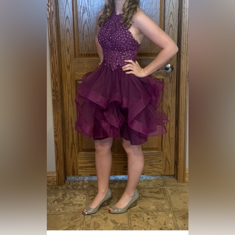 Deep purple homecoming dress by HEBEOS Sparkles. Tule. Short. Size 4